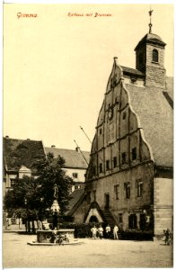 19342-Grimma-1915-Rathaus mit Brunnen-Brück & Sohn Kunstverlag