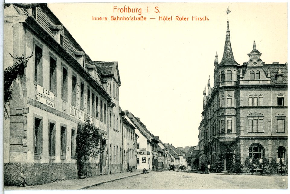 14985-Frohburg-1912-Innere Bahnhofstraße - Hotel Roter Hirsch-Brück & Sohn Kunstverlag
