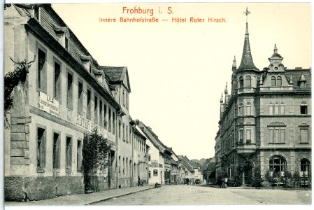 14985-Frohburg-1912-Innere Bahnhofstraße - Hotel Roter Hirsch-Brück & Sohn Kunstverlag