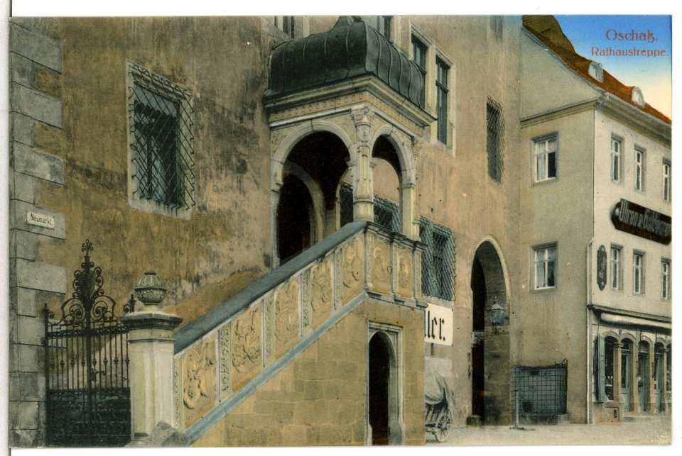 11949-Oschatz-1910-Rathaustreppe-Brück & Sohn Kunstverlag