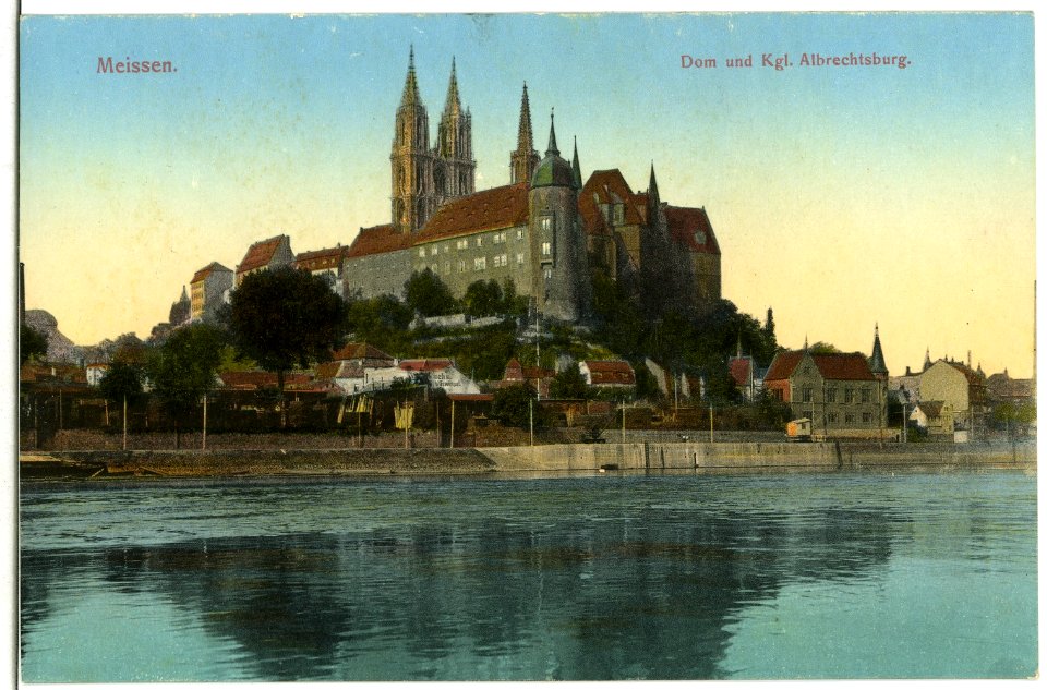 11635-Meißen-1910-Albrechtsburg und Dom von der Elbe-Brück & Sohn Kunstverlag