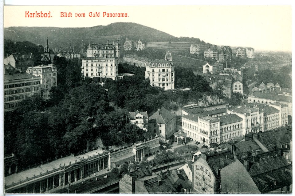 11628-Karlsbad-1910-Blick vom Cafe Panorama auf Karlsbad-Brück & Sohn Kunstverlag