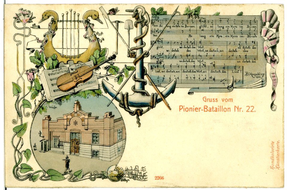 02266-Riesa-1902-Grüße vom Pionier-Bataillon Nr. 22 - mit Lied-Brück & Sohn Kunstverlag