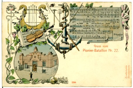 02266-Riesa-1902-Grüße vom Pionier-Bataillon Nr. 22 - mit Lied-Brück & Sohn Kunstverlag