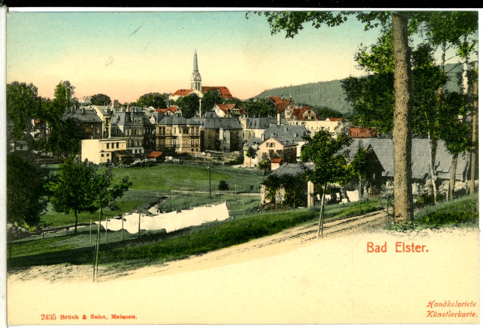 02435-Bad Elster-1902-Blick auf den Ort-Brück & Sohn Kunstverlag