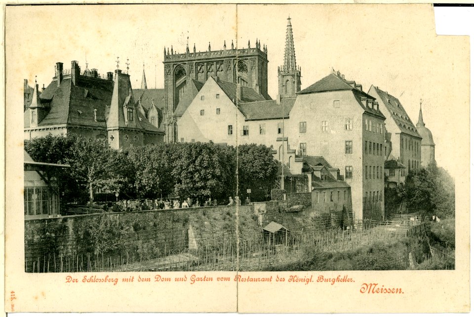00415-Meißen-1898-Burgberg mit Garten Burgkeller, Dom-Brück & Sohn Kunstverlag