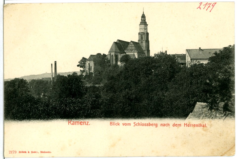 02179-Kamenz-1901-vom Schloßberg nach dem Herrental-Brück & Sohn Kunstverlag