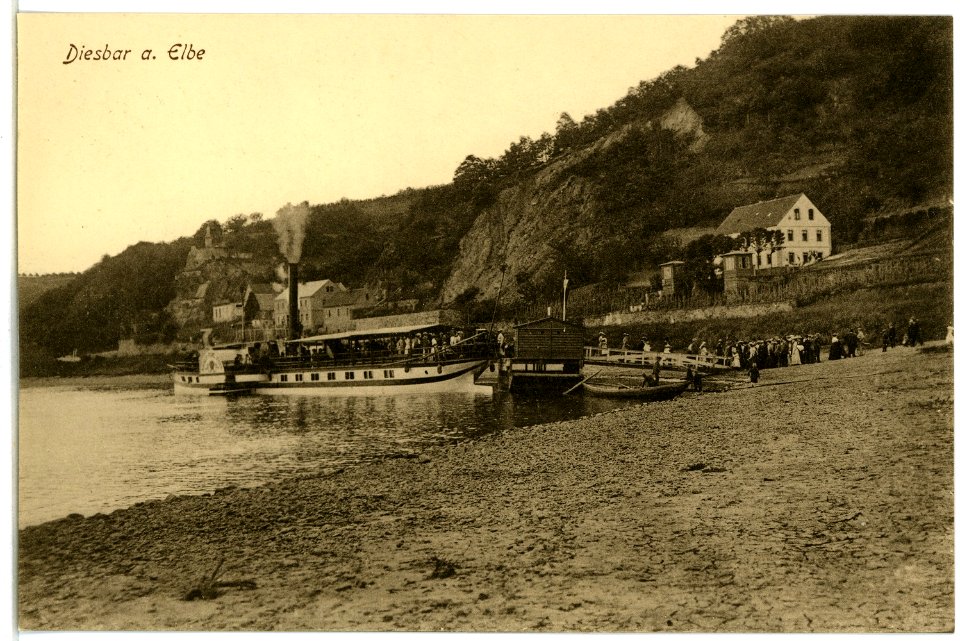 04687-Diesbar-1903-Elbe bei Diesbar mit Dampfer-Brück & Sohn Kunstverlag