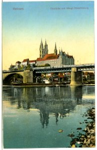 11643-Meißen-1910-Elbbrücke - Albrechtsburg und Dom-Brück & Sohn Kunstverlag