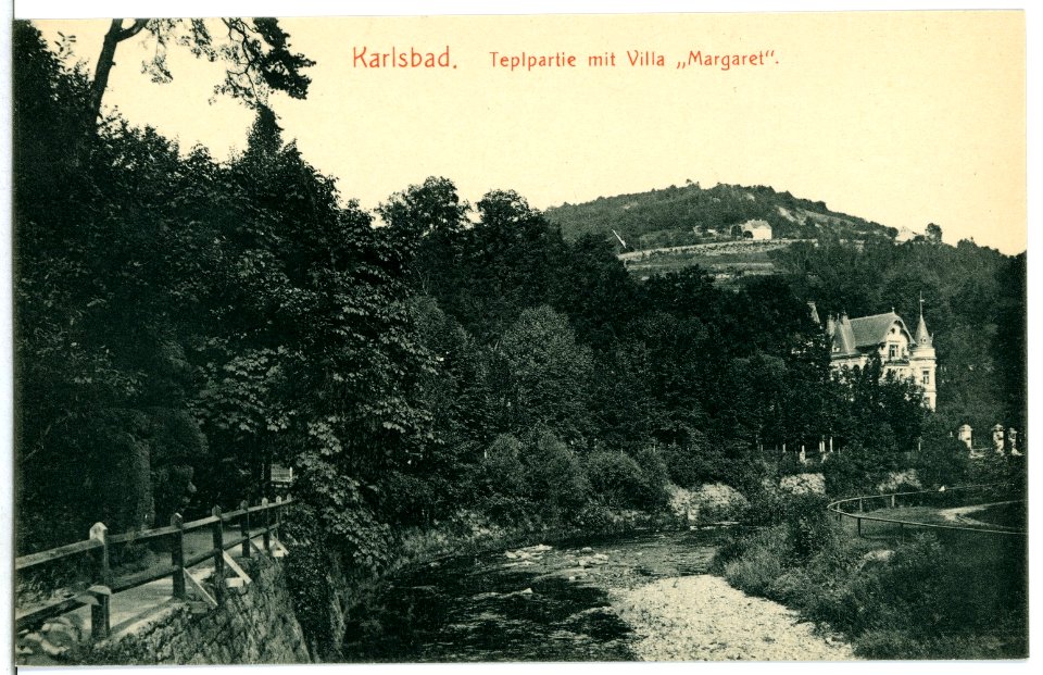 11711-Karlsbad-1910-Teplpartie mit Villa Margret-Brück & Sohn Kunstverlag