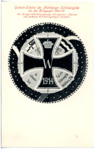 19949-Mühlberg-1915-Gedenk-Scheibe der Mühlberger Schützengilde-Brück & Sohn Kunstverlag