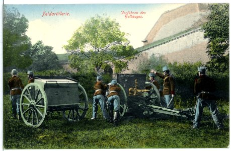 11542-Theresienstadt-1910-Feldartillerie Vorführen des Halbzuges-Brück & Sohn Kunstverlag