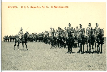 14759-Oschatz-1912-1. Königlich Sächsisches Ulanen-Regiment Nr. 17 - Marschkolonne-Brück & Sohn Kunstverlag
