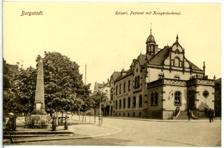 14967-Burgstädt-1912-Kaiserliches Postamt mit Kriegerdenkmal-Brück & Sohn Kunstverlag