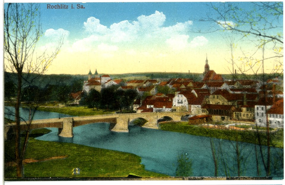 14694-Rochlitz-1912-Blick auf Rochlitz mit Muldenbrücke-Brück & Sohn Kunstverlag