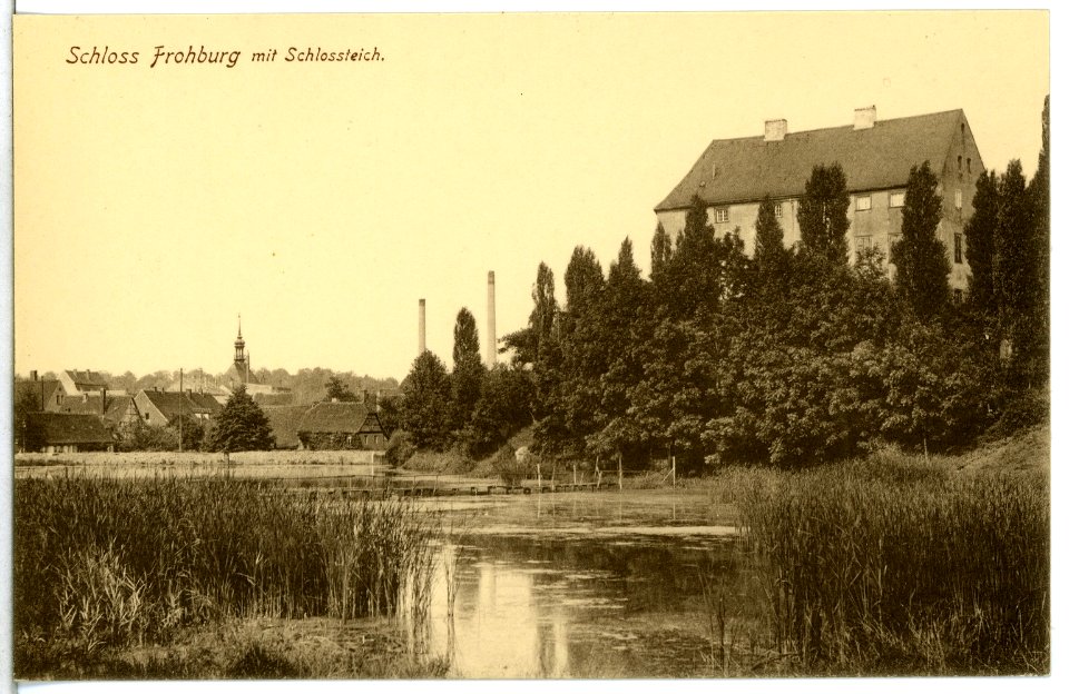 14982-Frohburg-1912-Schloßteich mit Schloß-Brück & Sohn Kunstverlag