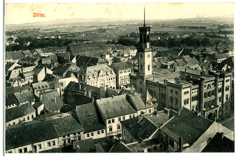 05269-Zittau-1904-Blick über die Stadt zum Rathaus-Brück & Sohn Kunstverlag