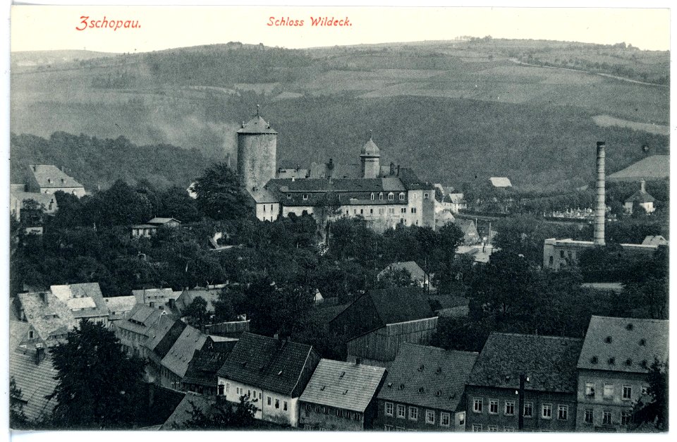 15948-Zschopau-1913-Blick auf Schloß Wildeck und Zschopau-Brück & Sohn Kunstverlag
