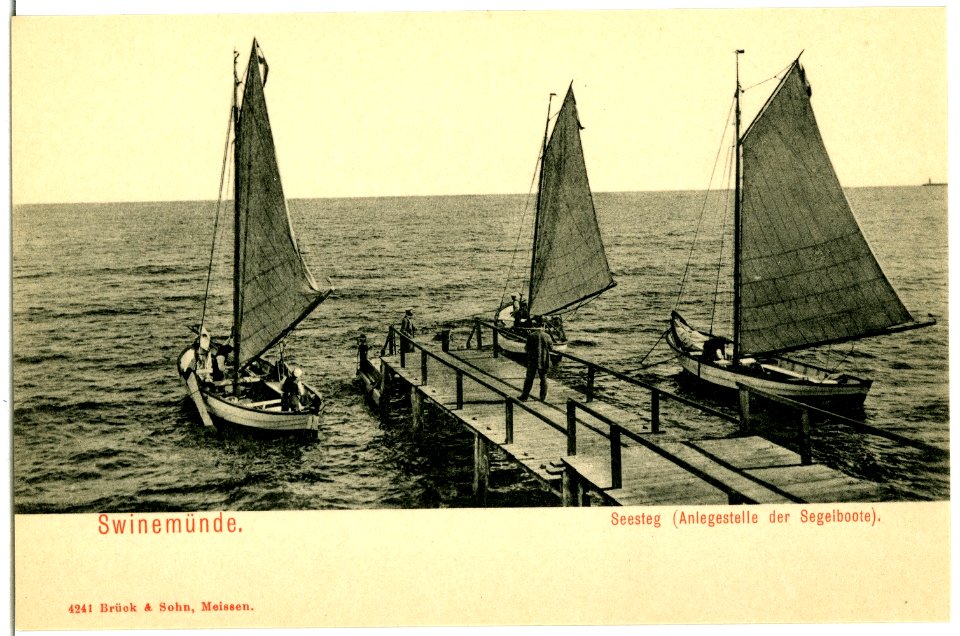 04241-Swinemünde-1903-Seesteg mit Segelbooten-Brück & Sohn Kunstverlag