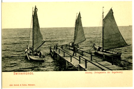 04241-Swinemünde-1903-Seesteg mit Segelbooten-Brück & Sohn Kunstverlag