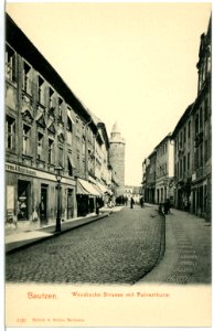 02521-Bautzen-1902-Wendische Straße mit Pulverturm-Brück & Sohn Kunstverlag