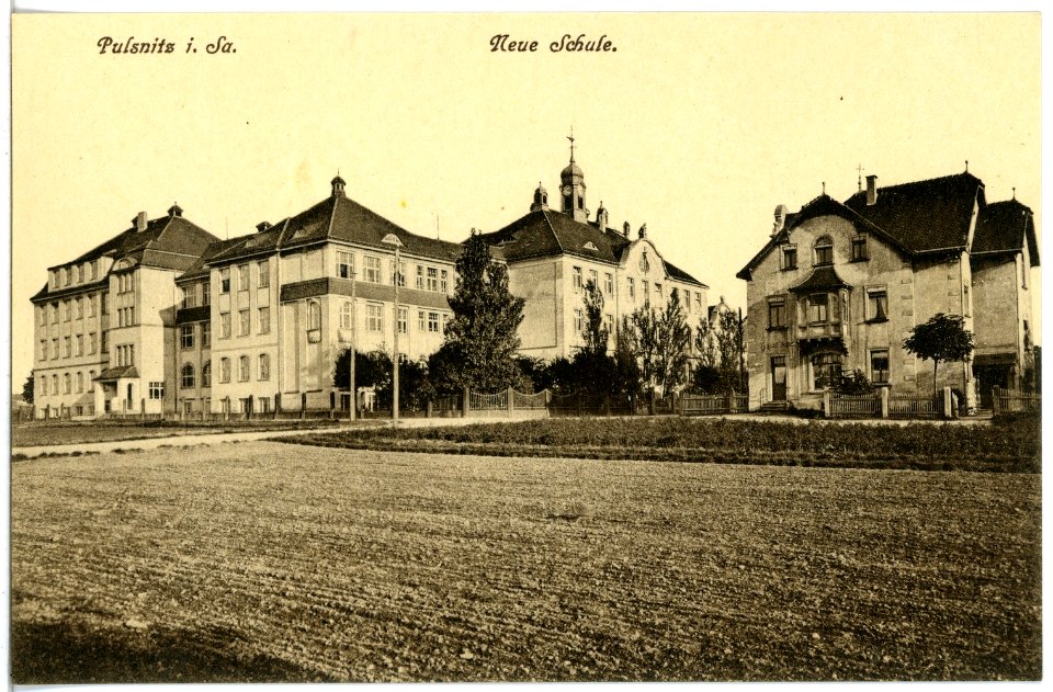 19692-Pulsnitz-1915-Neue Schule-Brück & Sohn Kunstverlag