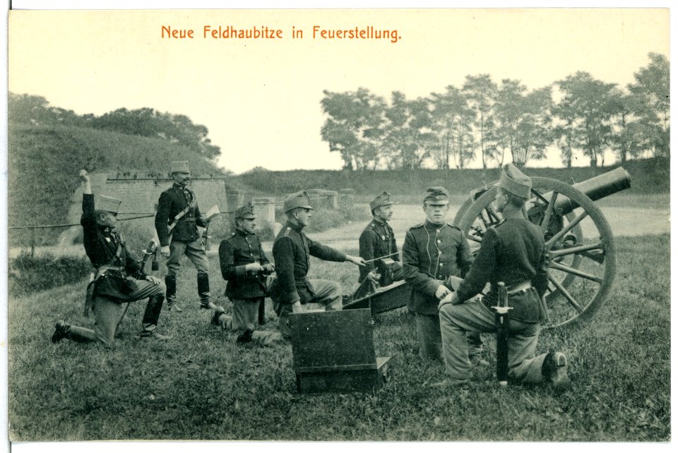 11537-Theresienstadt-1910-Neue Feldhaubitze in Feuerstellung-Brück & Sohn Kunstverlag