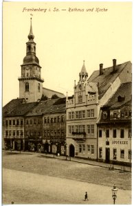 19447-Frankenberg-1915-Rathaus mit Kirche-Brück & Sohn Kunstverlag