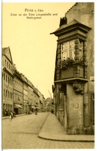 12603-Pirna-1911-Erker Ecke Langestraße und Badergasse-Brück & Sohn Kunstverlag