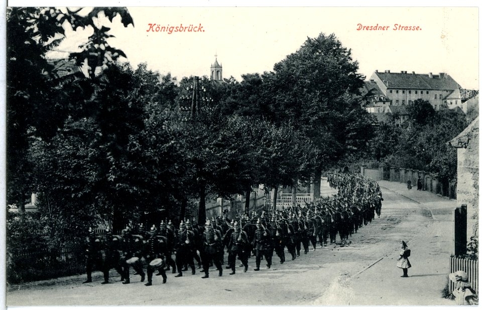 14919-Königsbrück-1912-Dresdner Straße - mit Militär-Brück & Sohn Kunstverlag