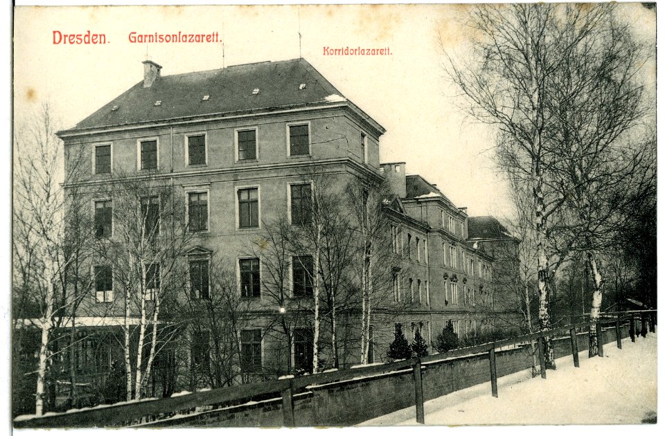 11402-Dresden-1910-Garnisonslazarett - Korridorlazarett-Brück & Sohn Kunstverlag