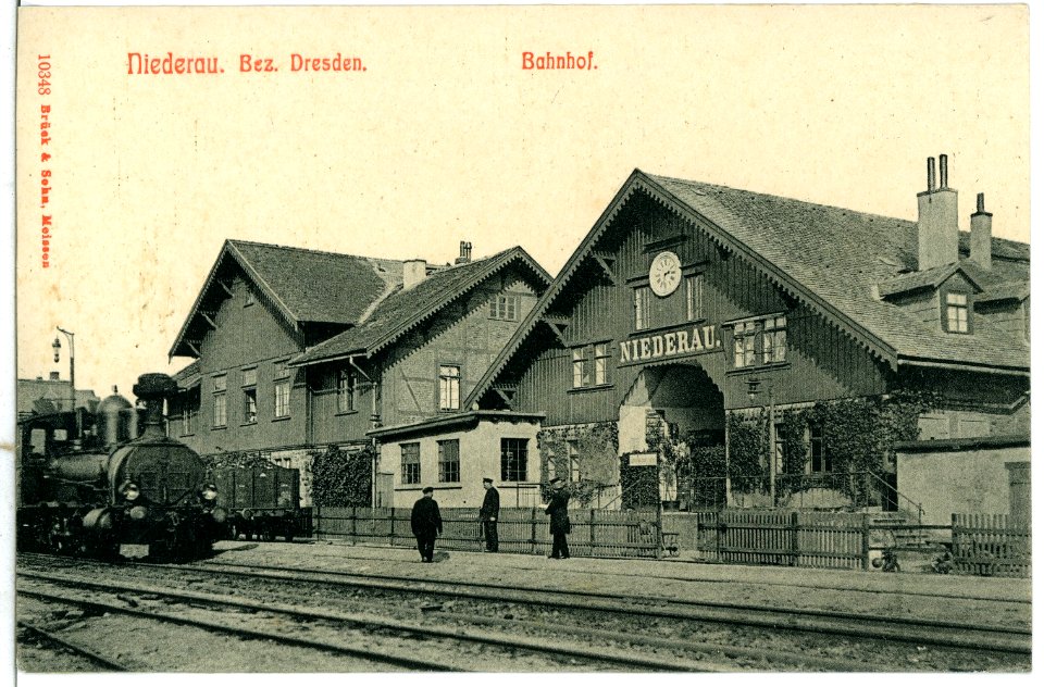 10348-Niederau-1908-Bahnhof mit Dampflokomotive-Brück & Sohn Kunstverlag