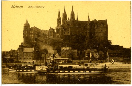 14624-Meißen-1912-Albrechtsburg - Elbansicht mit Dampfer Kaiser Wilhelm-Brück & Sohn Kunstverlag