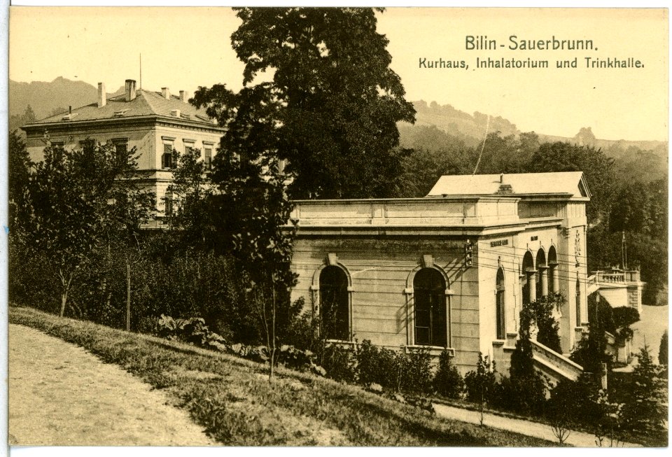 14389-Bilin-1912-Kurhaus, Inhalatorium und Trinkhalle-Brück & Sohn Kunstverlag
