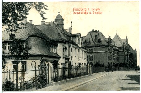 11683-Annaberg-1910-Logenstraße und Seminar-Brück & Sohn Kunstverlag