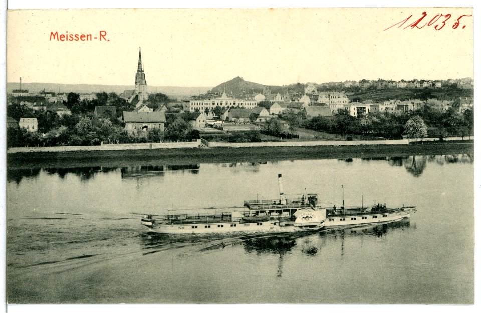 12035-Meißen-1910-Cölln mit Elbe und Dampfer Karlsbad-Brück & Sohn Kunstverlag