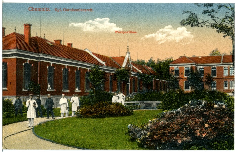 20185-Chemnitz-1916-Königliche Garnison Lazarett Westpavillon-Brück & Sohn Kunstverlag