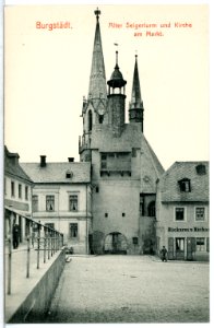 12324-Burgstädt-1910-Alter Seigerturm und Kirche am Markt-Brück & Sohn Kunstverlag