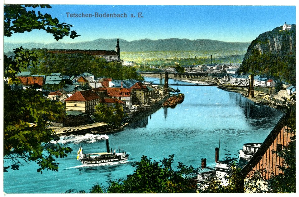 12309-Tetschen-1910-Bodenbach - Elbe mit Dampfer-Brück & Sohn Kunstverlag