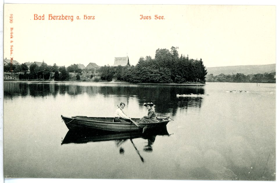 09190-Bad Herzberg-1907-Jues - See mit Kahnpartie-Brück & Sohn Kunstverlag