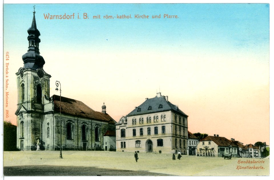 06474-Warnsdorf-1905-Römisch - katholische Kirche und Pfarre-Brück & Sohn Kunstverlag