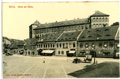 08489-Bilin-1907-Markt mit Schloß-Brück & Sohn Kunstverlag photo