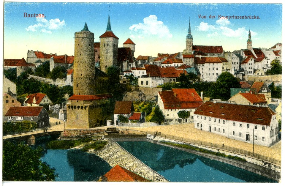 18142-Bautzen-1914-Blick auf Bautzen von der Kronprinzenbrücke-Brück & Sohn Kunstverlag
