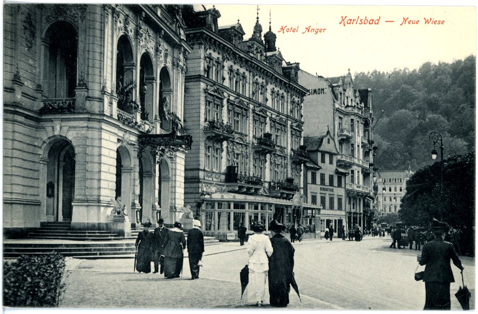 18081-Karlsbad-1914-Hotel Anger und Neue Wiese-Brück & Sohn Kunstverlag