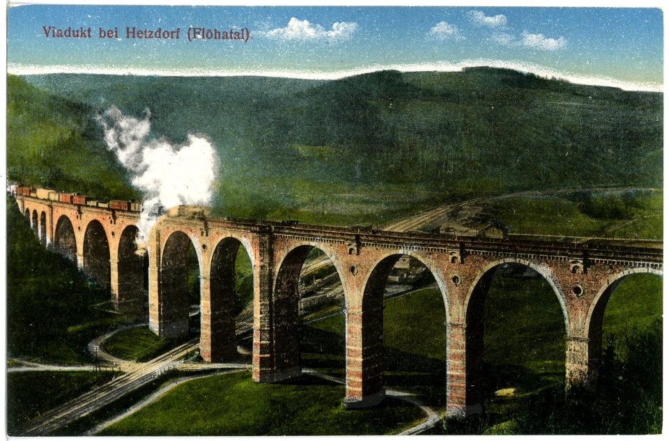 20187-Hetzdorf (Flöhatal)-1916-Viadukt mit Güterzug-Brück & Sohn Kunstverlag
