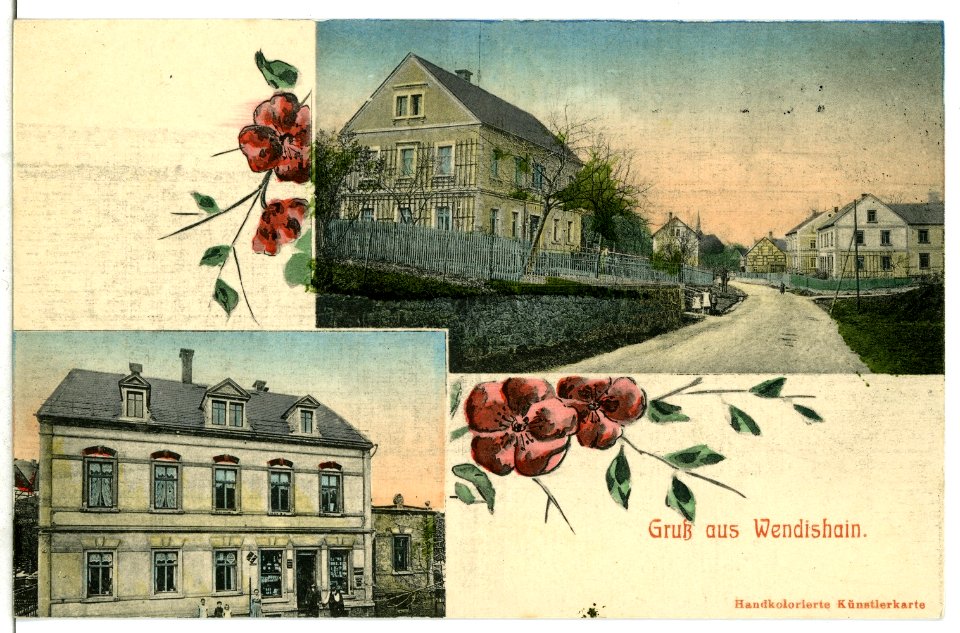 08760-Wendishain-1907-Straße und Häuser-Brück & Sohn Kunstverlag