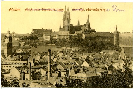 18489-Meißen-1914-Blick auf Meißen mit Albrechtsburg und Dom-Brück & Sohn Kunstverlag