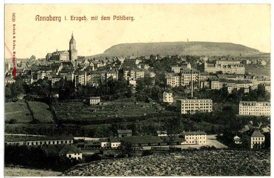 08629-Annaberg-1907-Blick zur Stadt mit Pöhlberg-Brück & Sohn Kunstverlag