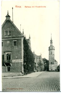 09709-Riesa-1908-Rathaus mit Klosterkirche-Brück & Sohn Kunstverlag