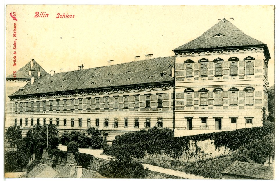 08475-Bilin-1907-Blick zum Schloß-Brück & Sohn Kunstverlag